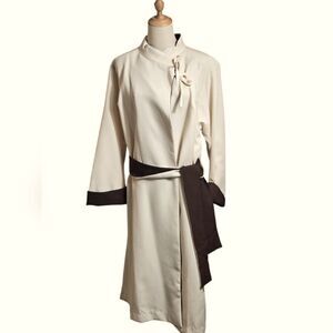 Anthony Richards Vintage Cream and Brown Midi Coat Or Dress Plus Size